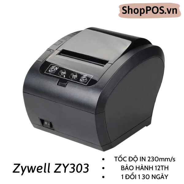 Máy in hóa đơn Zywell ZY303 [ USB + LAN - 230mm/s ] - In bếp chuyên dụng
