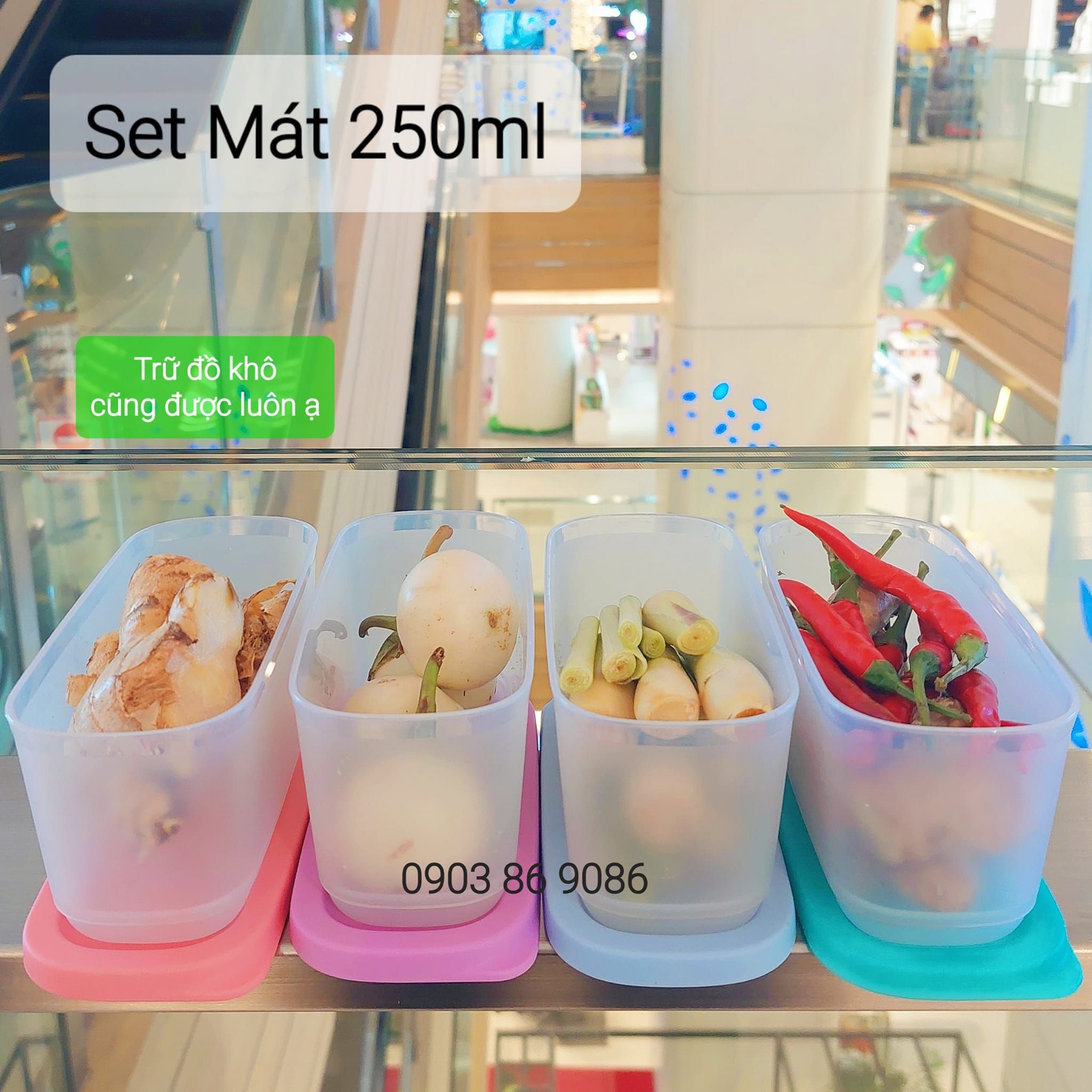  Bộ hộp bảo quản thực phẩm Tupperware Cubix Mini Rectangular 250ml (4) 