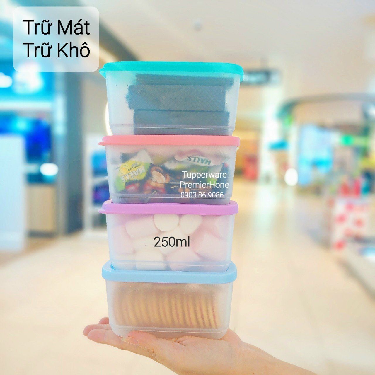  Bộ hộp bảo quản thực phẩm Tupperware Cubix Mini Rectangular 250ml (4) 