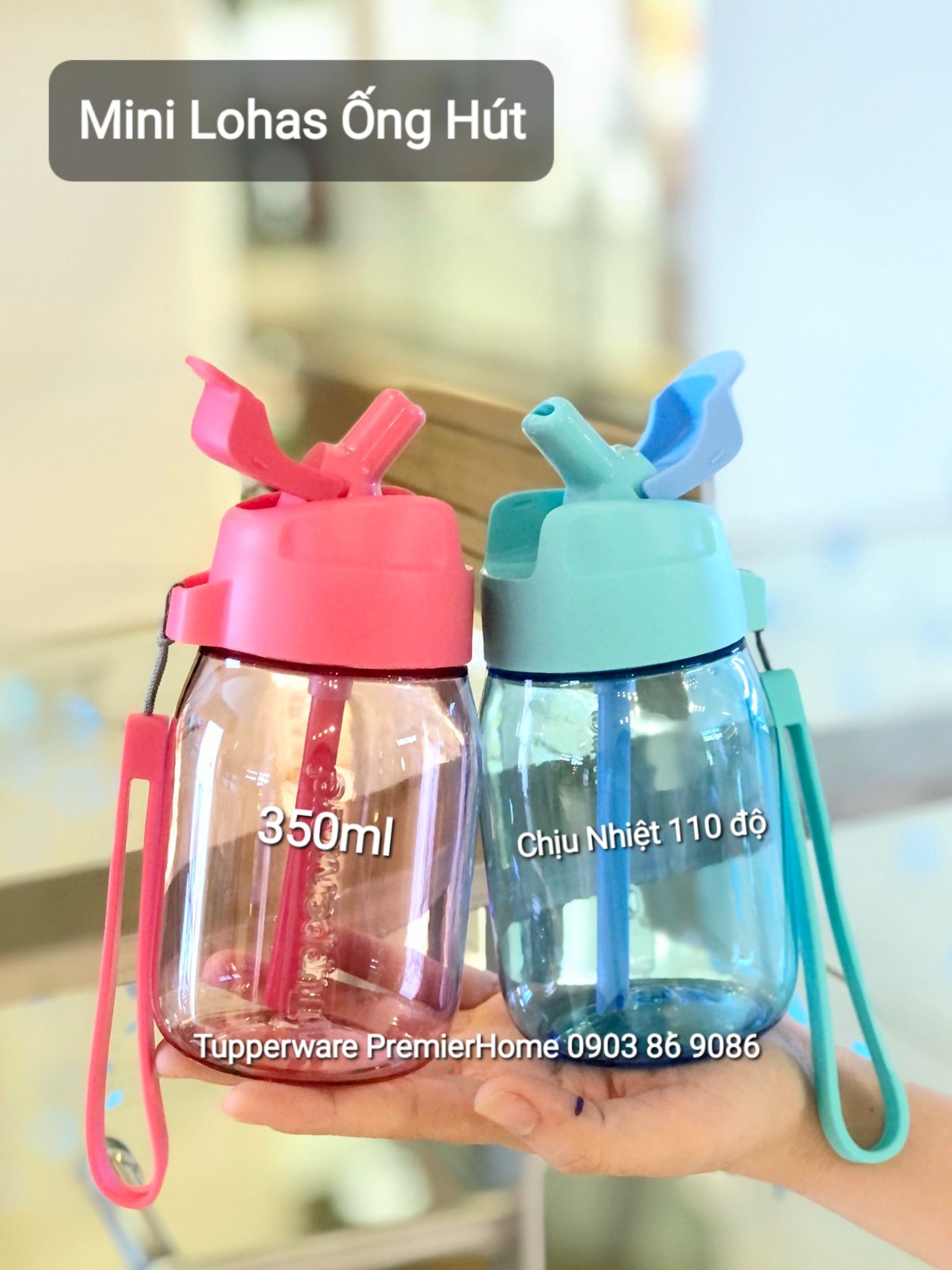  Bình nước Mini Lohas with Straw Tupperware 350ml giá/1bình màu ngẫu nhiên 