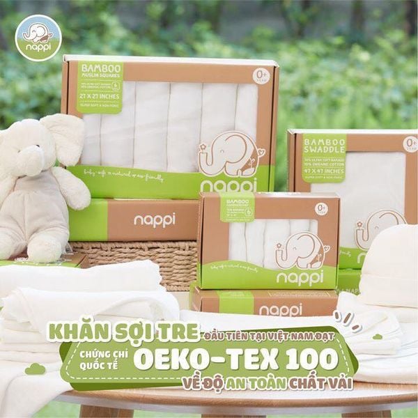 Khăn sữa sợi tre Nappi (hộp 6 cái)