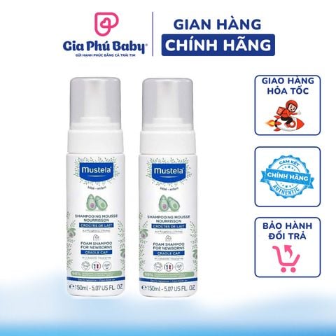 Dầu Gội loại bỏ Cứt Trâu (Viêm Da Tiết Bã) Mustela 150ml- Dầu gội cho bé tạo bọt