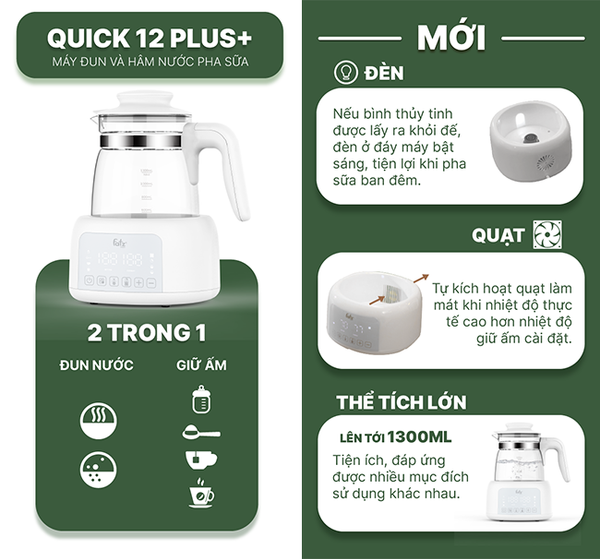 MÁY ĐUN VÀ HÂM NƯỚC PHA SỮA ĐIỆN TỬ – QUICK 12 PLUS+