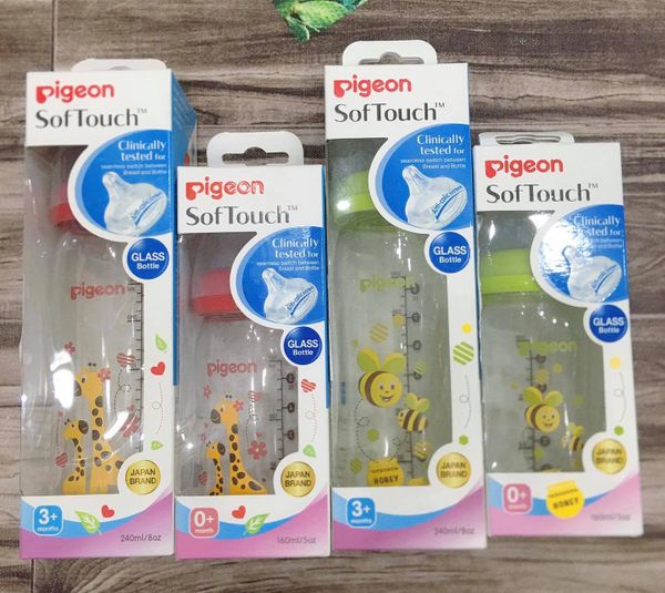 Bình sữa thuỷ tinh Pigeon plus 160ml/240ml Con Ong
