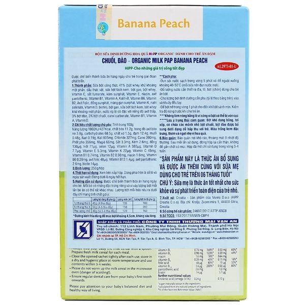 Bột ăn dặm vị chuối đào 250g 4m+