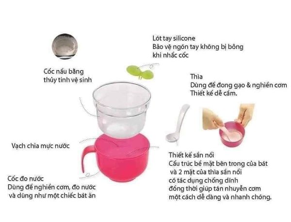 Cốc nấu cơm nát Richell