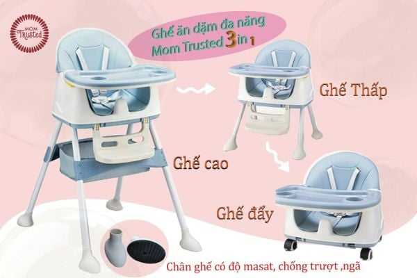 Ghế ăn dặm đa năng 3 in 1 Mom Trusted chính hãng phiên bản 2025