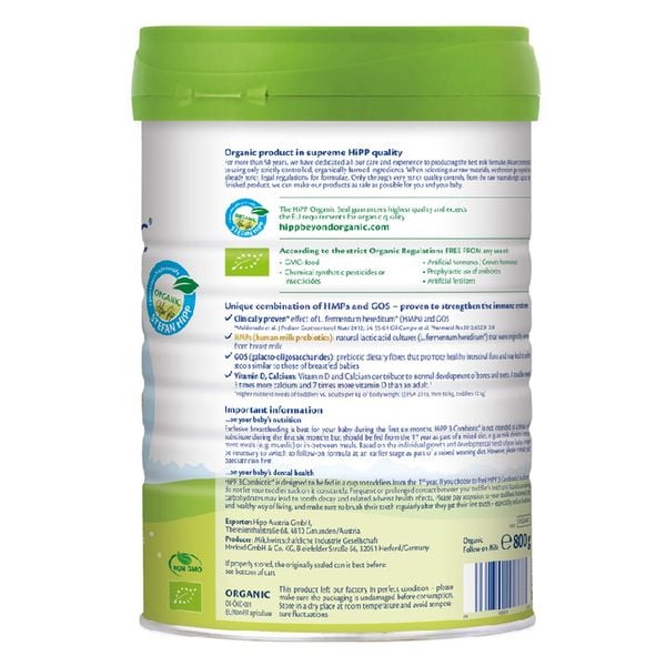 Sữa HiPP Organic Số 3 800g Cho Bé 1-3 Tuổi – Dinh Dưỡng Chuẩn Hữu Cơ Từ Đức