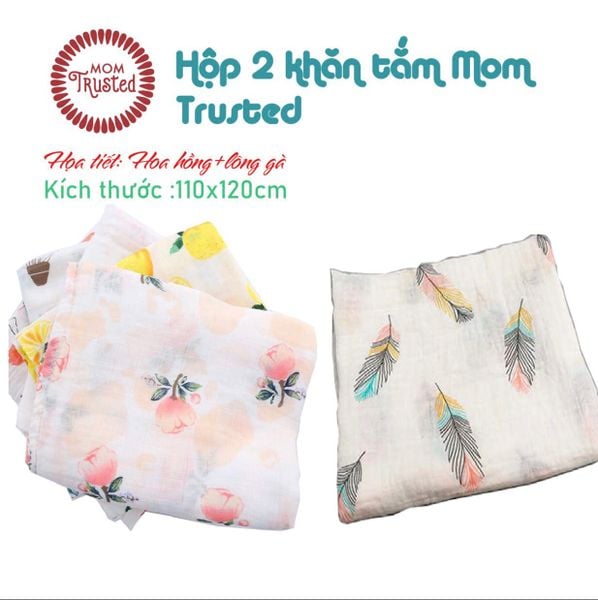 Hộp 2 khăn đa năng sợi tre  Mom Trusted 110 x 120 cm