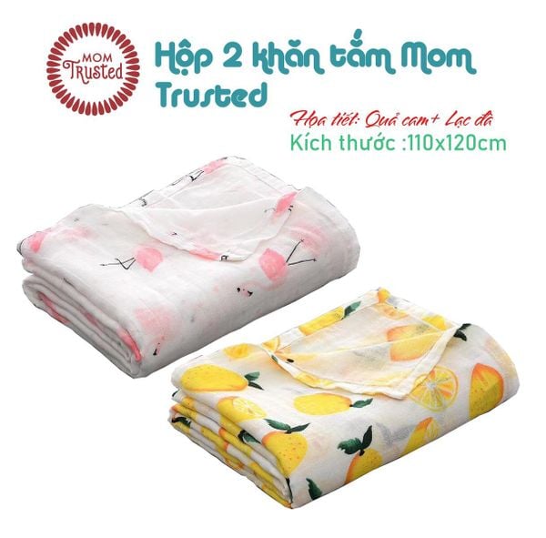 Hộp 2 khăn đa năng sợi tre  Mom Trusted 110 x 120 cm