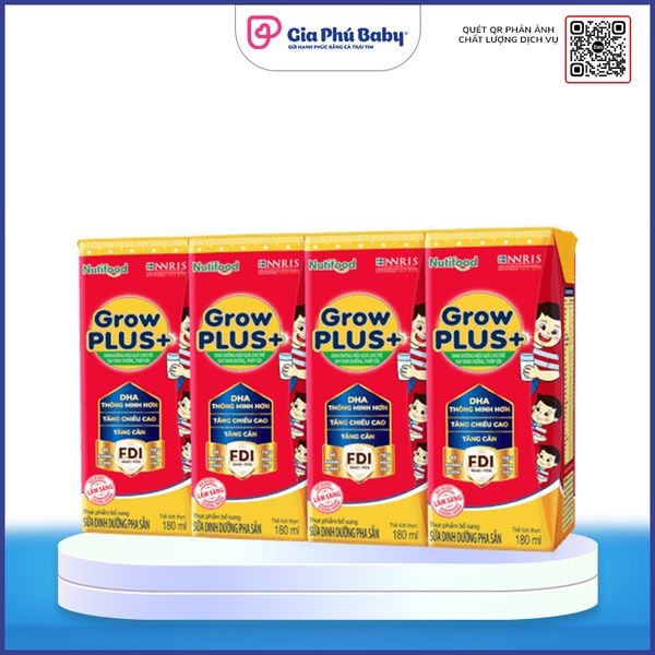 Sữa GrowPLUS+ 180ml (Lốc 4 Hộp) – Tăng Cân Cho Trẻ Biếng Ăn