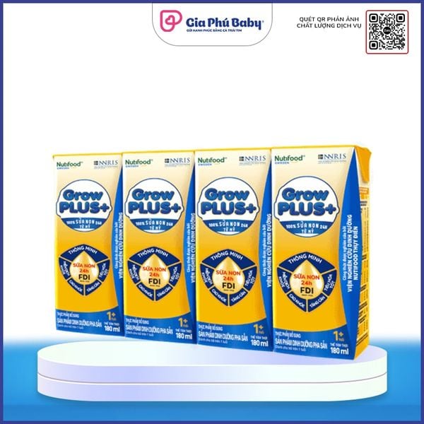 Sữa GrowPLUS+ Vàng Hộp 180ml (Lốc 4 Hộp)
