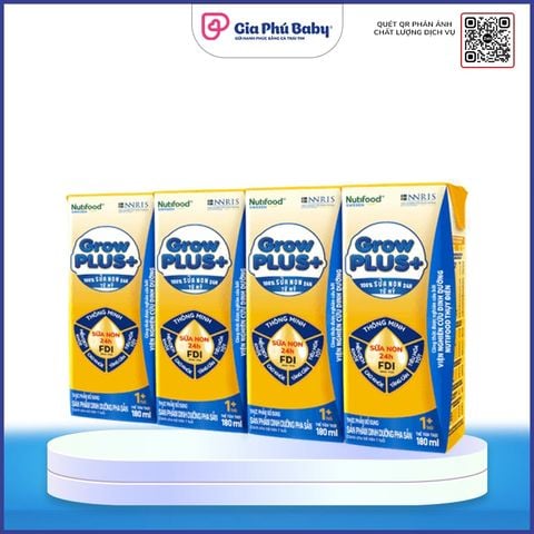 Sữa GrowPLUS+ Vàng Hộp 180ml (Lốc 4 Hộp)