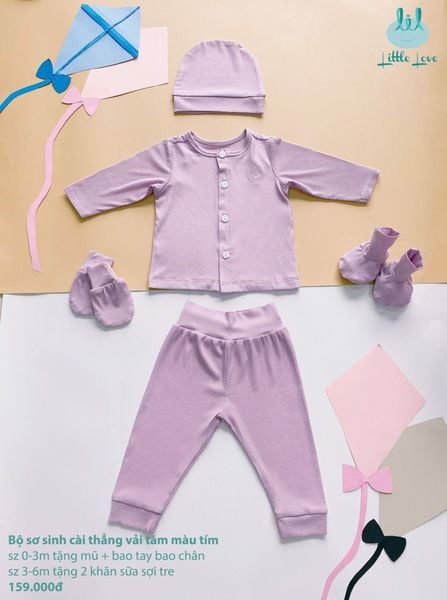 Bộ quần áo cài thẳng sơ sinh little love