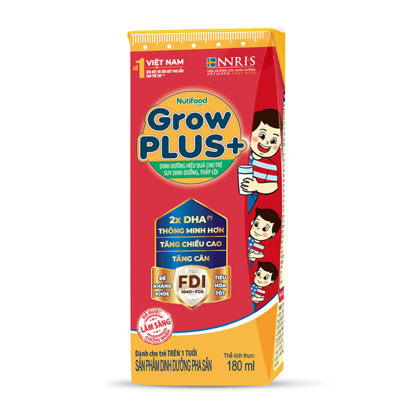 Sữa GrowPLUS+ 180ml (Lốc 4 Hộp) – Tăng Cân Cho Trẻ Biếng Ăn