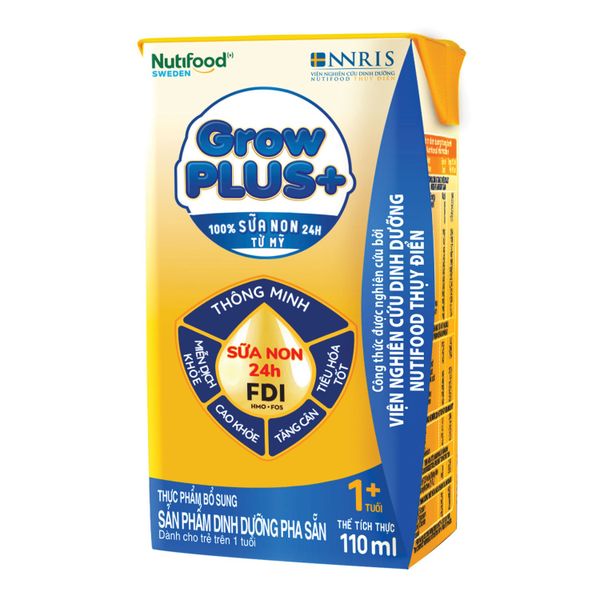 Sữa GrowPLUS+ Vàng Hộp 180ml (Lốc 4 Hộp)