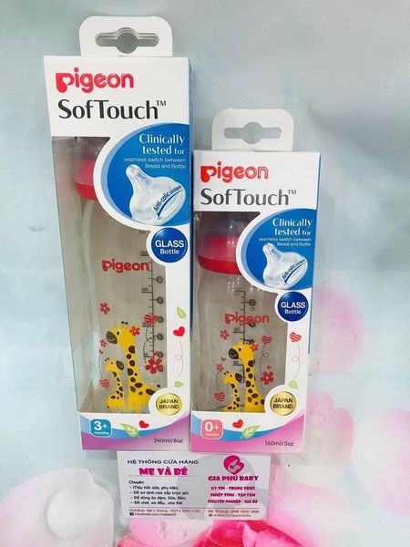 Bình sữa thuỷ tinh Pigeon plus 160ml/240ml Con Ong