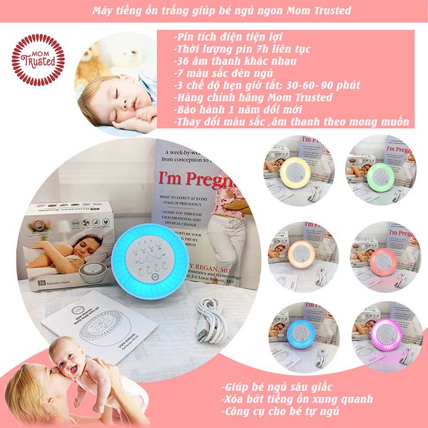 Máy tạo tiếng ồn trắng  kèm đèn ngủ Mom Trusted PD-040 chính hãng