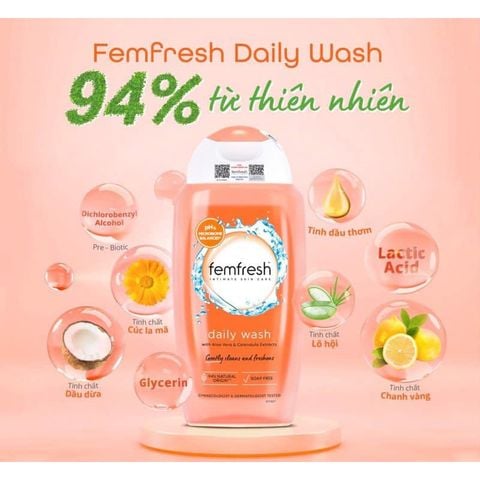 Dung Dịch Vệ Sinh Phụ Nữ/ Xịt Khử Mùi Femfresh Daily Intimate Wash 250ml/ Chai - Nhập Khẩu Anh Quốc