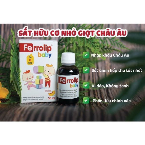Sắt Siro Ferrolip Baby Vị Đào Thơm Ngon Cho Bé Lọ 30 ML