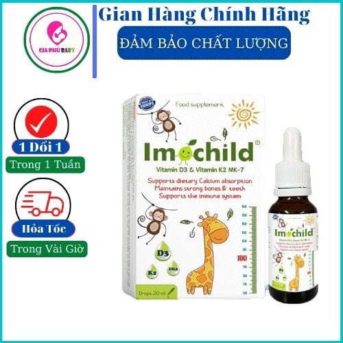 Vitamin D3 và K2 Imochild lọ 20 ml - dùng được cho trẻ sơ sinh