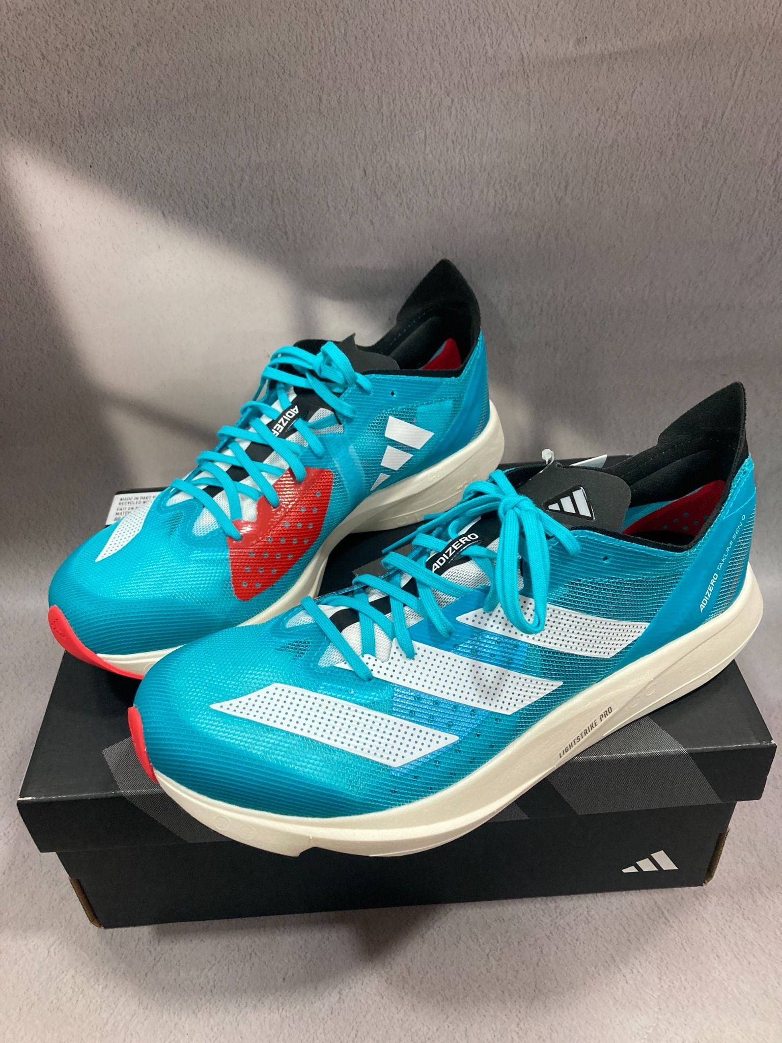 Giày Chạy Bộ ADIDAS ADIZERO Takumi Sen 9/ CLOUD WHITE - CORE BLACK - LUCID CYAN