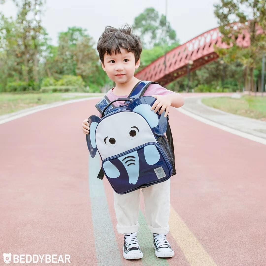  Balo Beddybear / Beddy Bear Happy Paradise dành cho bé trai, bé gái từ 2 tuổi - 5 tuổi / mẫu giáo, mầm non / chống thấm nước / họa tiết Voi Xanh BJX-LY-001 