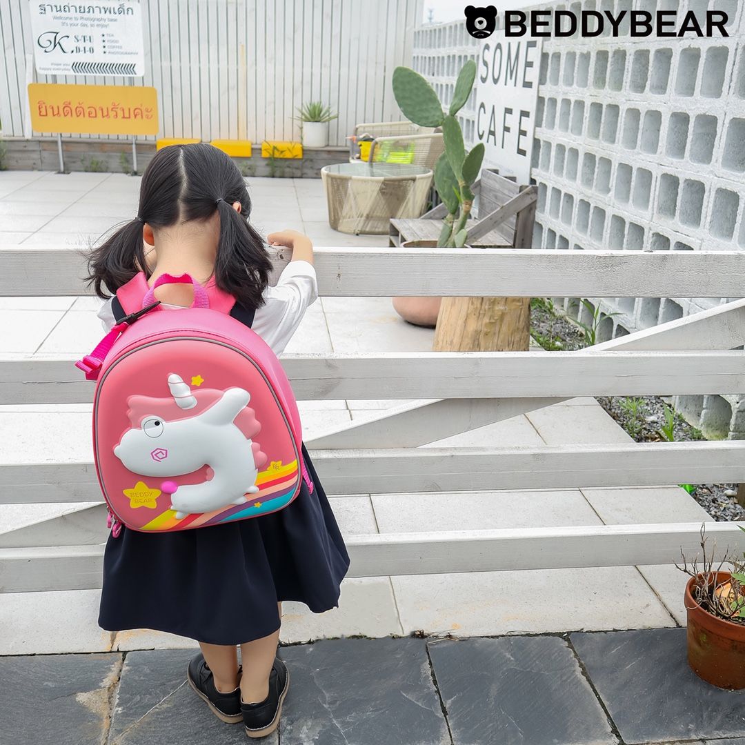  [NHẬP MÃ BEDDY50 - Giảm thêm 50.000đ/balo] Balo Beddybear / Beddy bear dành cho bé gái từ 2 tuổi - 5 tuổi / mẫu giáo, mầm non thiết kế dây cài chống thất lạc / họa tiết Kỳ Lân 