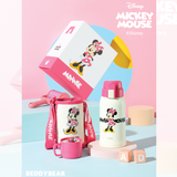  Ship 2h HCM - HN Bình giữ nhiệt Trẻ em Beddy Bear Chuột Mickey Hồng dành cho bé Gái - dung tích 600 ml - 2 nắp sử dụng - Túi đeo thêu xinh xắn - Mã RT103-600-mickey 