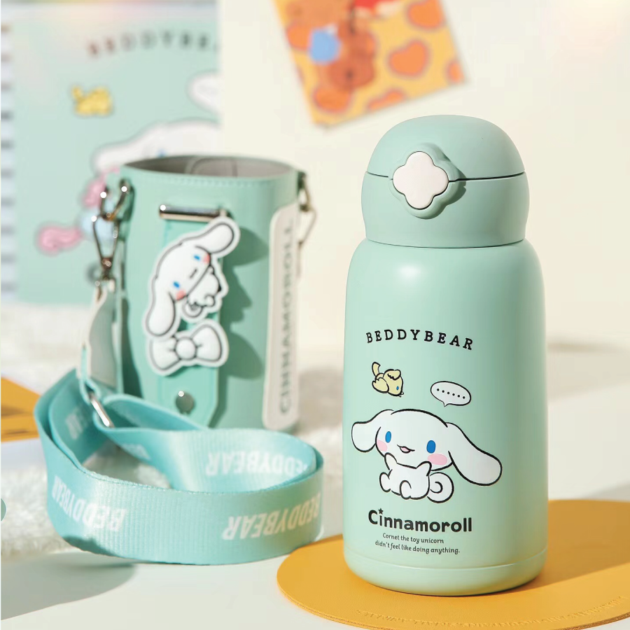  Bình giữ nhiệt Cho Bé Beddy bear - Dung tích 630ml - 3 Nắp thay thế - Phiên bản Chó Cinnamoroll - Thép Không gỉ 316 