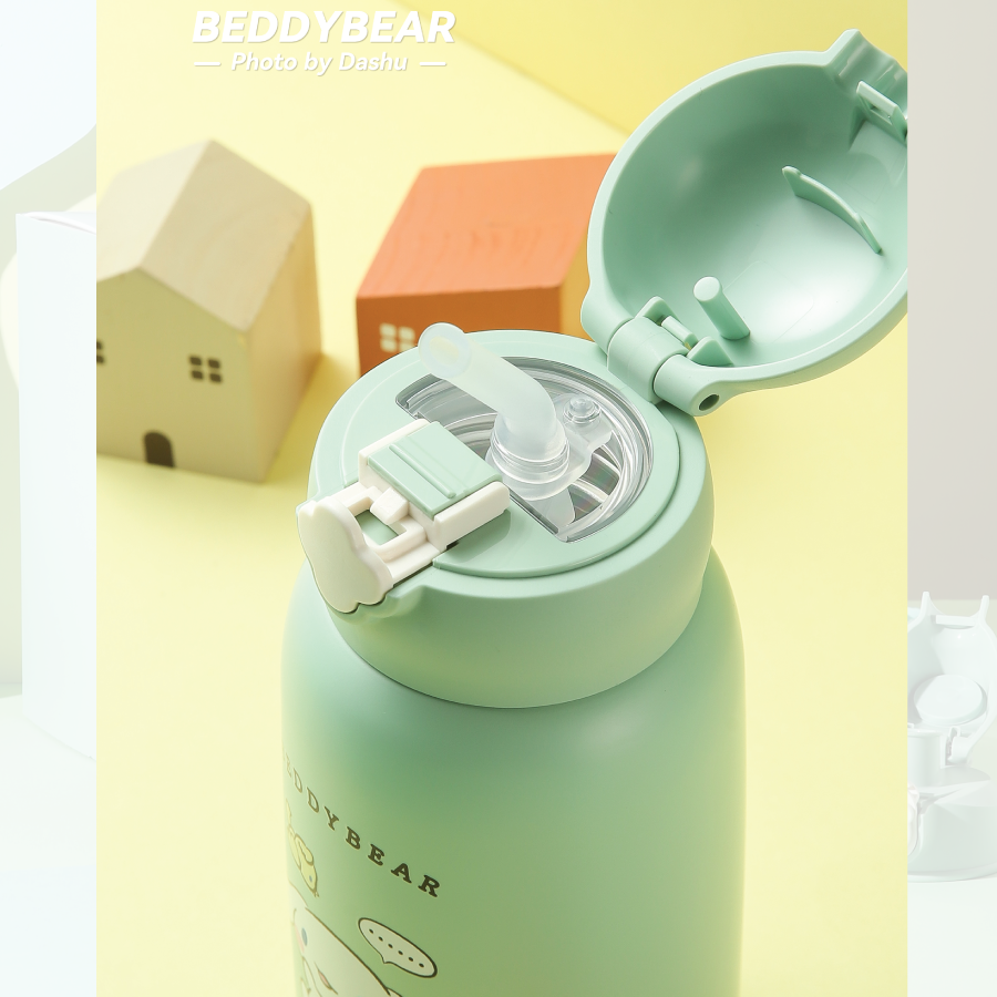  Bình giữ nhiệt Cho Bé Beddy bear - Dung tích 630ml - 3 Nắp thay thế - Phiên bản Chó Cinnamoroll - Thép Không gỉ 316 