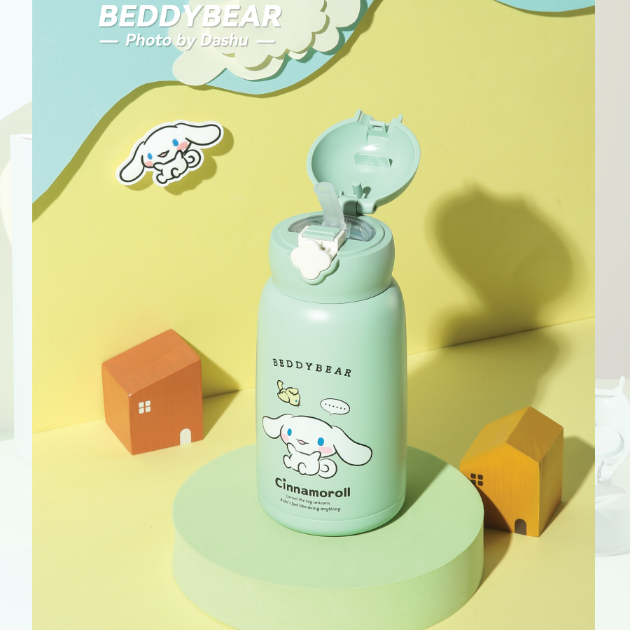  Bình giữ nhiệt Cho Bé Beddy bear - Dung tích 630ml - 3 Nắp thay thế - Phiên bản Chó Cinnamoroll - Thép Không gỉ 316 