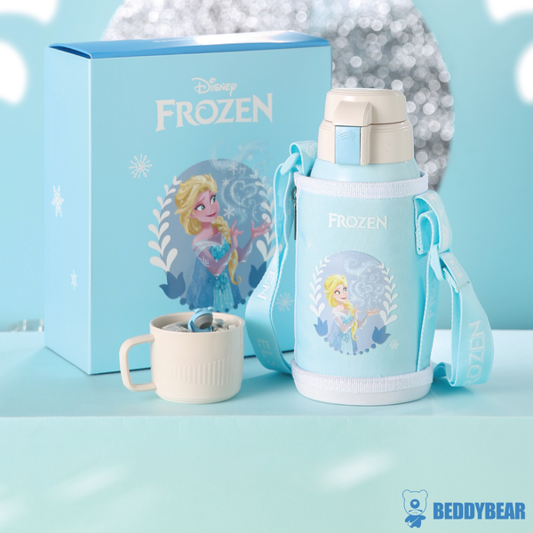  Ship 2h Bình giữ nhiệt Trẻ em Công chúa Elsa Beddy Bear dành cho bé Gái - dung tích 600 ml - 2 nắp thay thế - Chất liệu Thép không gỉ cao cấp SUS316 - Tặng kèm túi đeo 