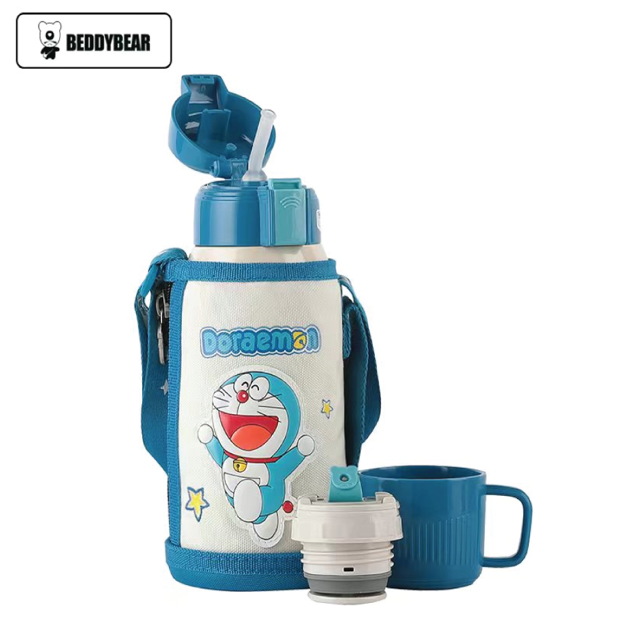  Bình giữ nhiệt cho Bé Doraemon xanh - Chính hãng 100% BeddyBear - Dung tích 600 ml - 2 Nắp thay thế - Inox 316 - Bảo hành chính hãng 1 năm 