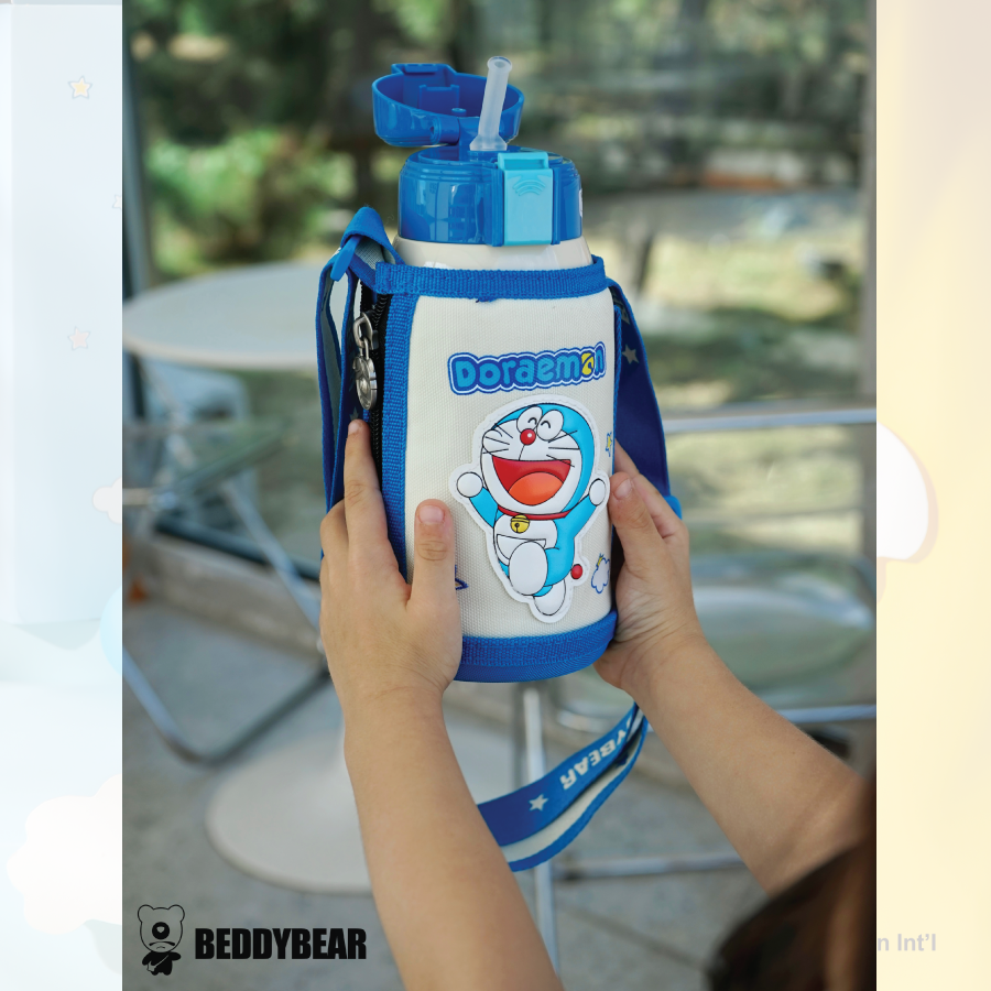  Bình giữ nhiệt cho Bé Doraemon xanh - Chính hãng 100% BeddyBear - Dung tích 600 ml - 2 Nắp thay thế - Inox 316 - Bảo hành chính hãng 1 năm 