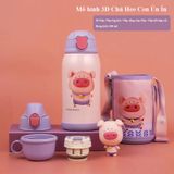  Bình giữ nhiệt Beddybear/ Beddy Bear hình con Heo cho bé trai, bé gái từ 2 tuổi-12 tuổi / mầm non / tiểu học, inox cao cấp 316 / dung tích 630ml / TẶNG kèm móc khoá / RT104-630-HEO 