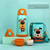  Bình giữ nhiệt trẻ em Beddybear - 3 Nắp thay thế - Hình con Chó - 630ml - Tặng kèm móc khóa - RT104-630-CHO. Chính hãng 