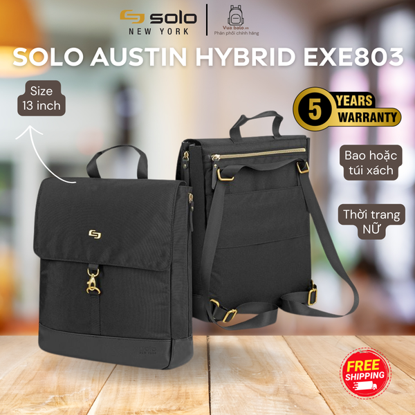  Balo Nữ Solo Austin Hybrid Tote Kích thước 13.3 inch - Mã EXE803-4 - Màu Đen - Phụ kiện mạ Vàng đẳng cấp 