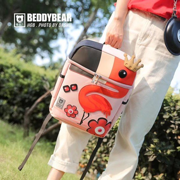  Balo trẻ em Beddybear / Beddy Bear họa tiết 3D Hồng hạc cho bé gái học tiểu học từ 6 tuổi trở lên, thiết kế chống gù / BJX-YE-002-HONGHAC 