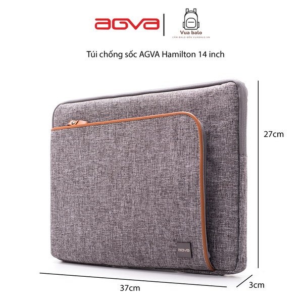  Túi chống sốc 14 inch AGVA Hamilton - Màu xám - Kích thước 37 x 3 x 26.5 (cm) - SLV341GREY 