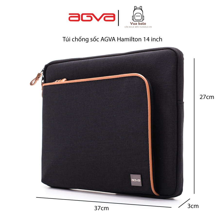  Túi chống sốc 14 inch AGVA Hamilton - Màu Đen - Kích thước 37 x 3 x 26.5 (cm) - SLV341BLACK 