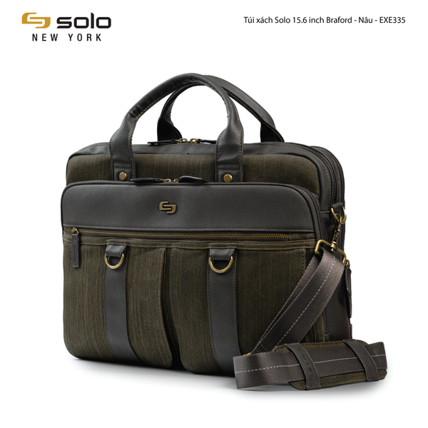  Túi xách Laptop 15.6 inch Solo  Braford Mercer - Màu nâu - Mã EXE335-3 (Cái) - Chất liệu vải Polyester cao cấp - Nhiều ngăn - Bảo hành chính hãng 5 năm 