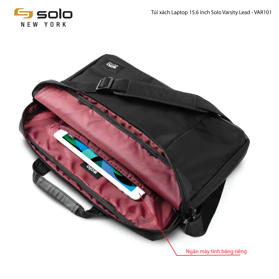 Túi xách Nữ 15.6 inch Solo Varsity Lead - Mã VAR101-4 - Màu đen - Chất liệu nylon kháng nước - Bảo hành chính hãng 5 năm 