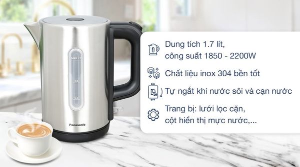 Ấm đun siêu tốc Panasonic 1.7 lít NC-K301SRA