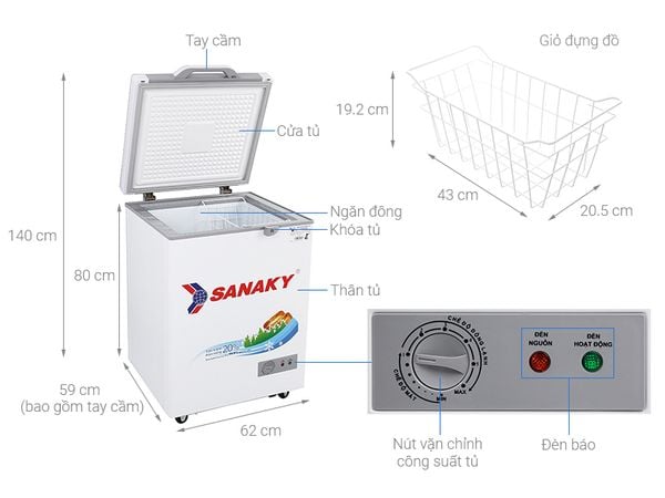 Tủ đông Sanaky 100 lít VH-1599HYK