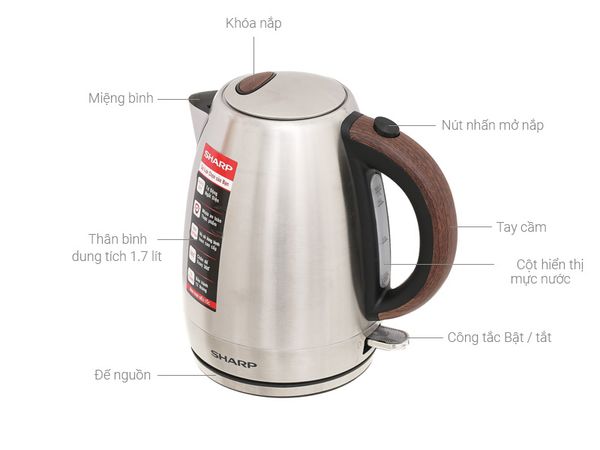 Ấm đun siêu tốc Sharp 1.7 lít EKJ-17EVSD-WD