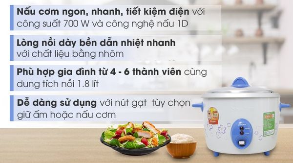 Nồi cơm điện cơ Sharp 1.8 lít KSH-D19V