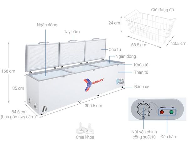 Tủ đông Sanaky Inverter 1143.5 lít VH1399HY3