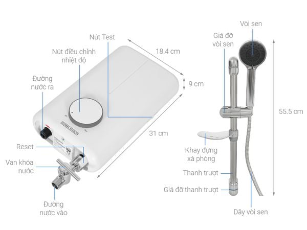 Máy nước nóng trực tiếp Stiebel Eltron 4500W DE45EC