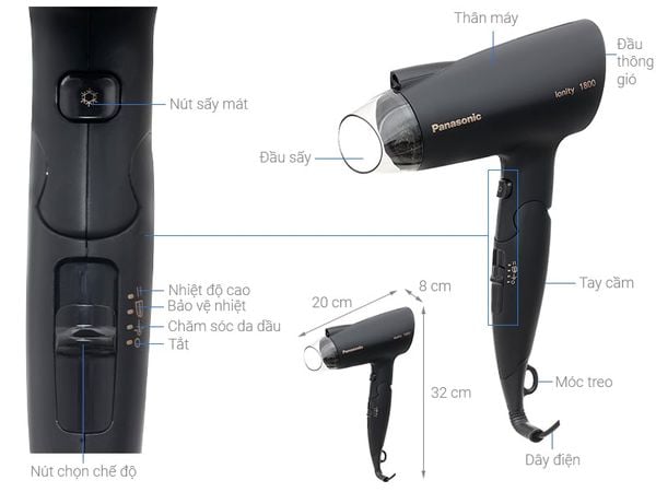 Máy sấy tóc 1800W Panasonic EH-NE27-K645